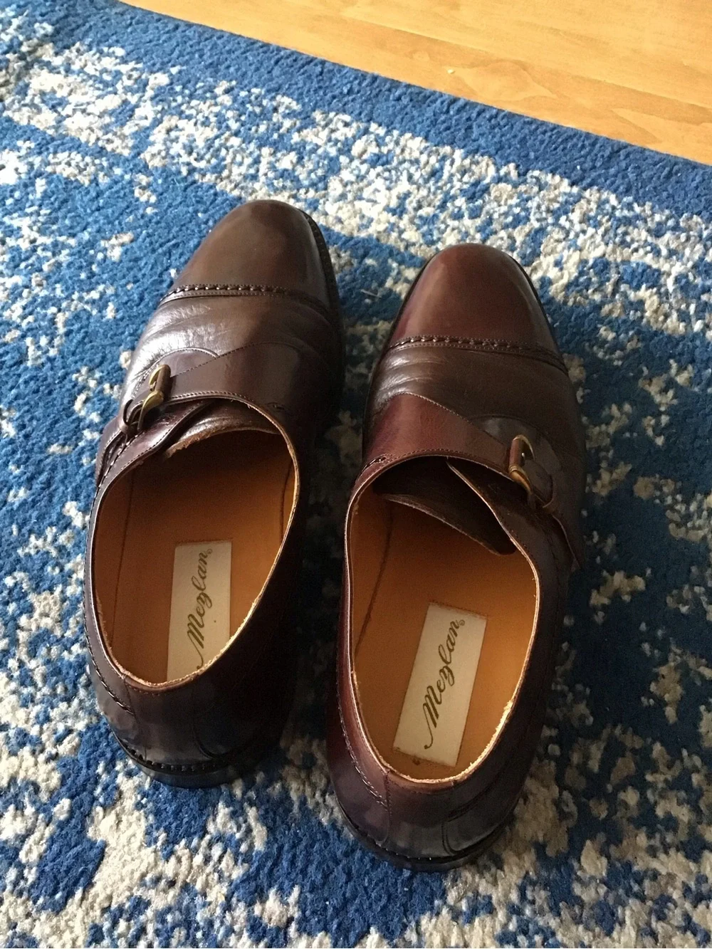Mezlan Brown Leather Single Monk Strap Dress Shoes